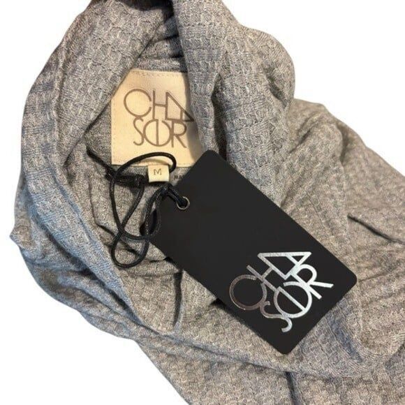 NEW Chaser LA Waffle Thermal Raglan Turtleneck Top in Gray Size Medium Cozy - Picture 6 of 7